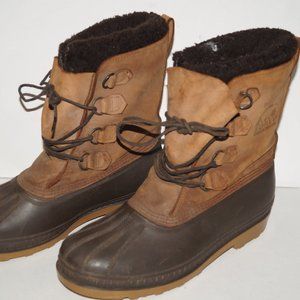 Sorel Badger Snow Boots Men's 10 Brown Duck Rubber Winter Boots EUC